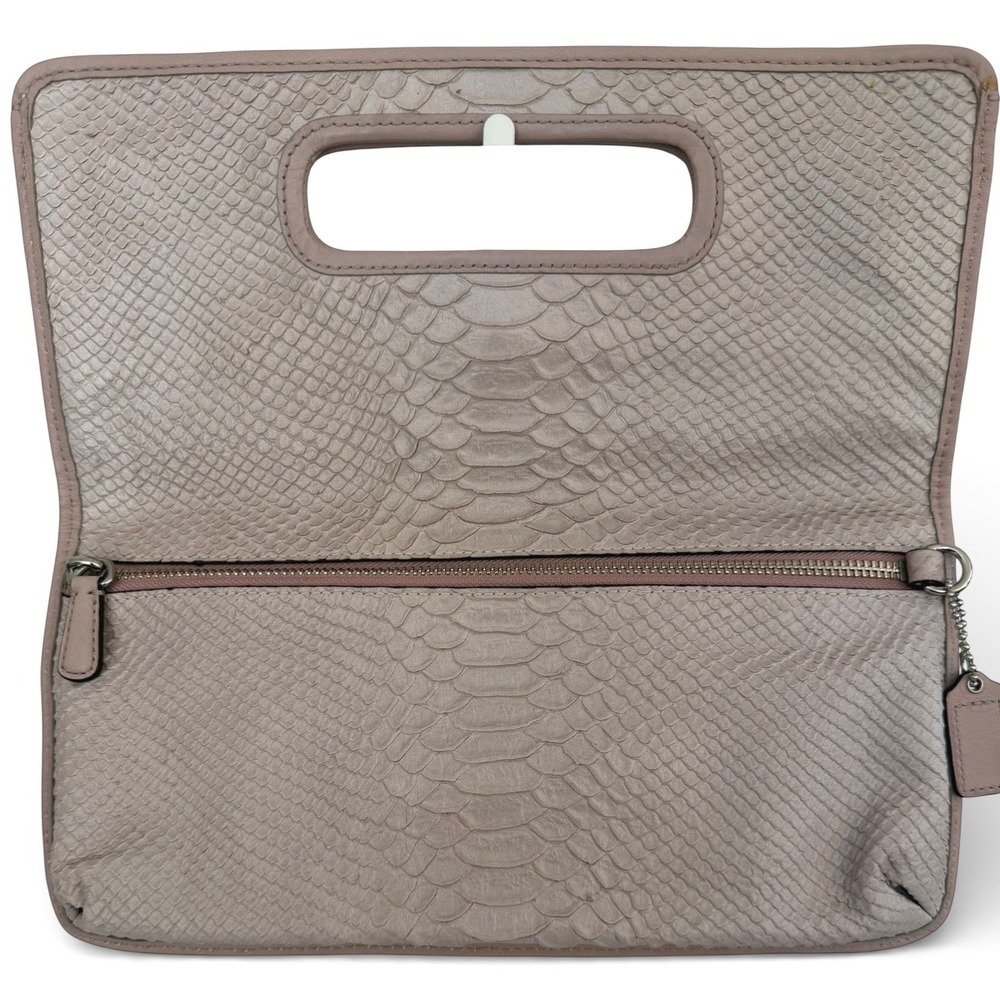 Coach Blush Python Embossed Leather Fold Over Clu… - image 6